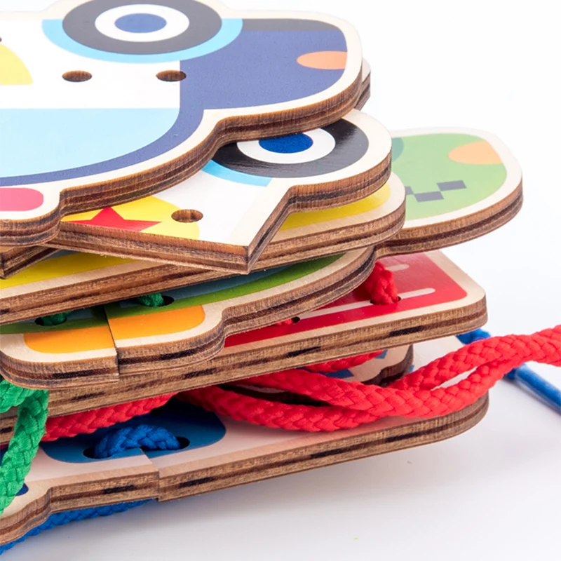 Wooden Toys Children s Handmade Creative DIY Weaving Game 5 Different Shapes Girls Games Parent child 5