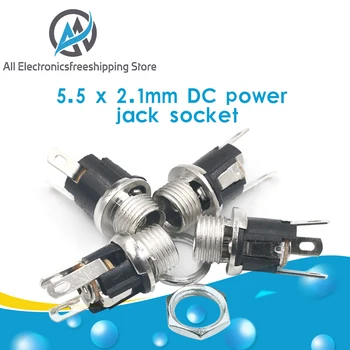 

10Pcs 5.5 x 2.1mm DC Power Supply Jack Socket Female Panel Mount 3-Pin Electrical Socket Connector