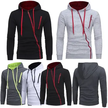 

Mens Fleece Plain Hoodie Sweatshirt Hooded Irregular Asymmetric Zipper Top Coat Autumn Long Rib Sleeve Jumper Big Sizes M-3XL