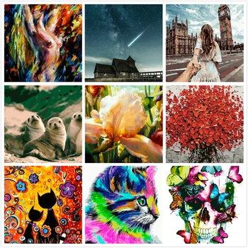 

Aurora Colorful Cow Diy Painting By Numbers Abstract Oil Painting On Canvas Animal Cuadros Decoracion Acrylic Room Art Room Deco