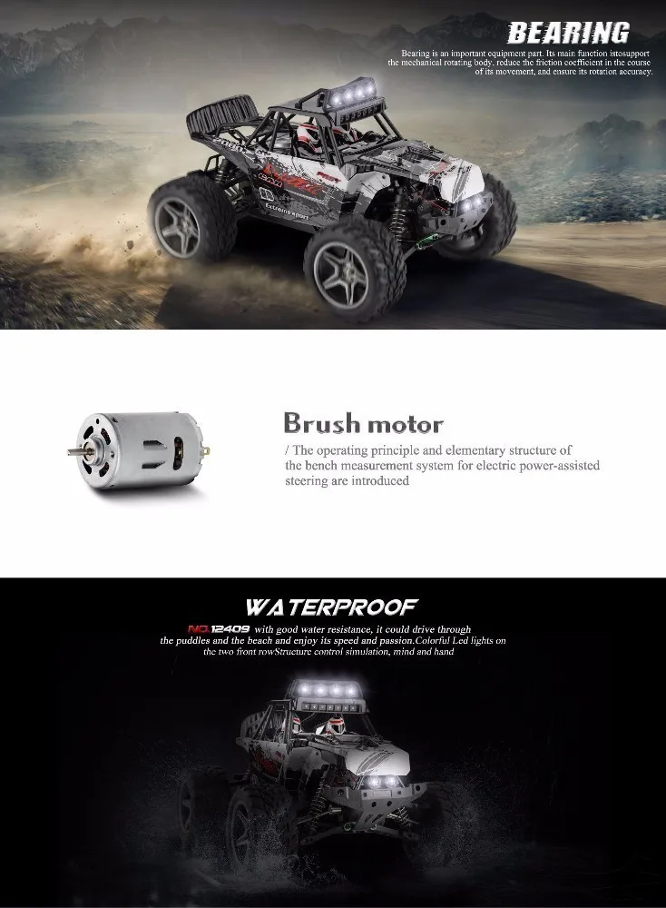 WLtoys 12409 гоночный автомобиль 1/12 4WD 2,4G Радио пульт дистанционного управления высокая скорость внедорожный грузовик для альпинизма с светодиодный светильник уличная игрушка