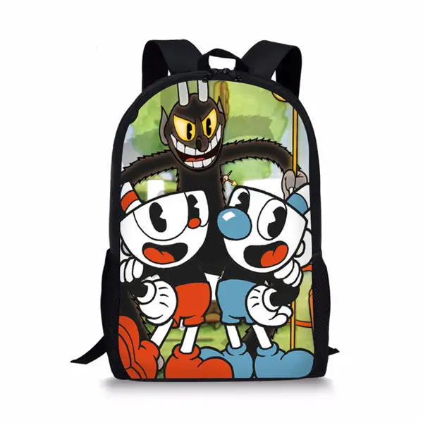 HaoYun цветные куклы игрушки Cuphead Mugman школьная сумка для детей подростков ранец рюкзак мультфильм аниме набор детских книжных сумок - Цвет: CDWX4388C