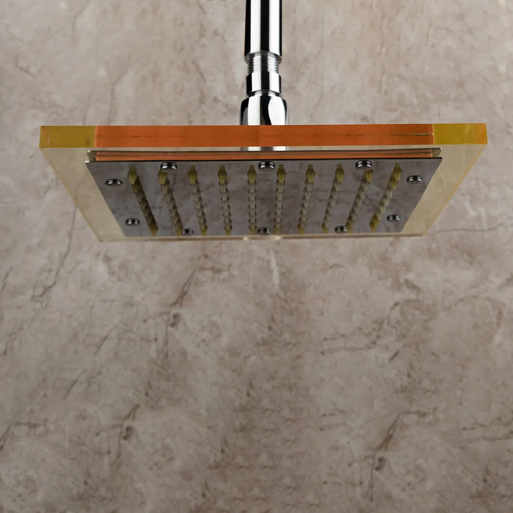 YANKSMART, Современные хромированные/стеклянные квадратные насадки для ванной, душ с дождевой насадкой, настенный смеситель для душа, спрей и держатель - Цвет: 8183