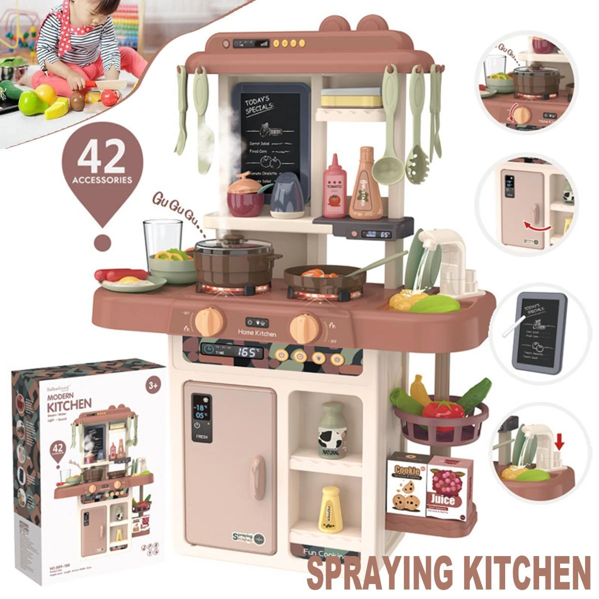 42 個子供キッチンおもちゃシミュレーションキッチンおもちゃスプレー水abs食器ふりプレイ調理セット子供のギフト Kitchen Toys Aliexpress