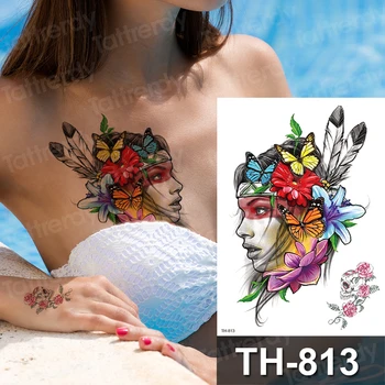 

temporary tattoos for girls unique flower tattoos tribal birds animals water color indian tattoo waterproof fake body sticker