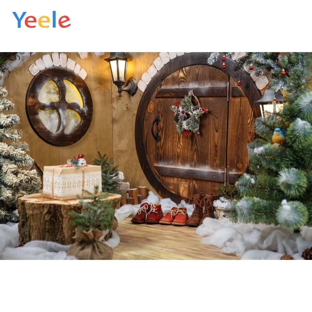 

Yeele Christmas Tree Pine Branch Cotton Round Door Baby Interior Photography Backgrounds Photographic Backdrops for Photo Studio