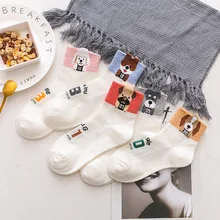 SP& CITY, 5 пар, женские Носки с рисунком собаки из мультфильма, носки с животными, студенческий стиль, повседневные дешевые хлопковые носки, дышащие удобные носки