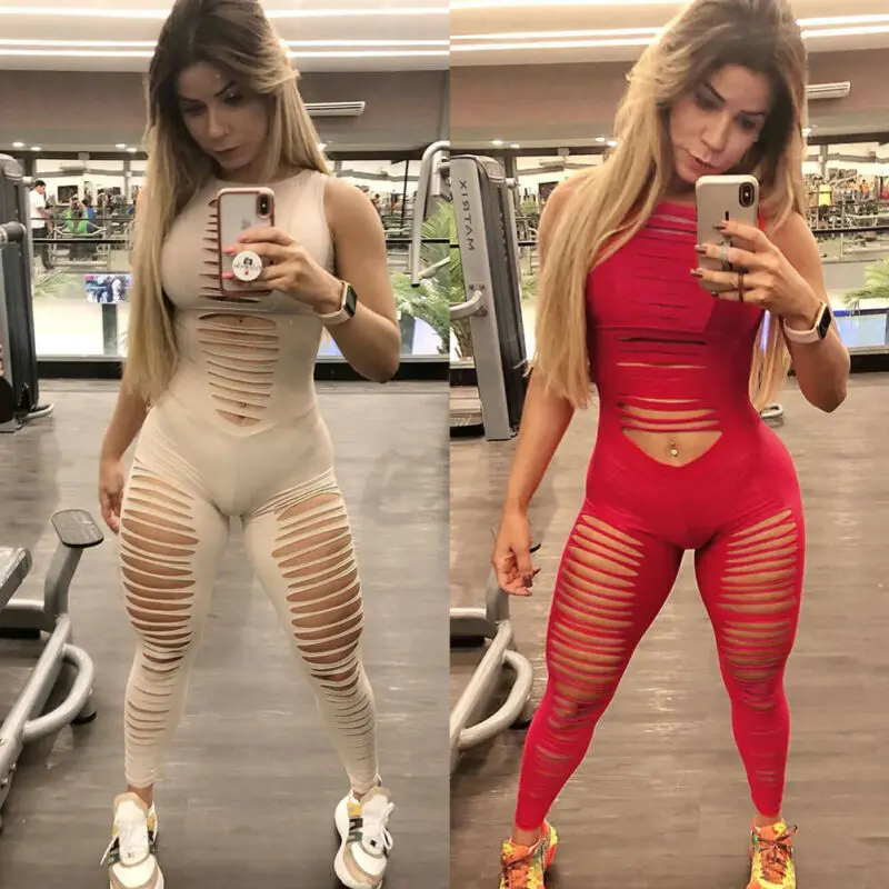 

1PC Women Ladies Summer Hollow Out Playsuit Bodycon Party Hollow out Jumpsuit Romper Trousers solid color fashion streetwear