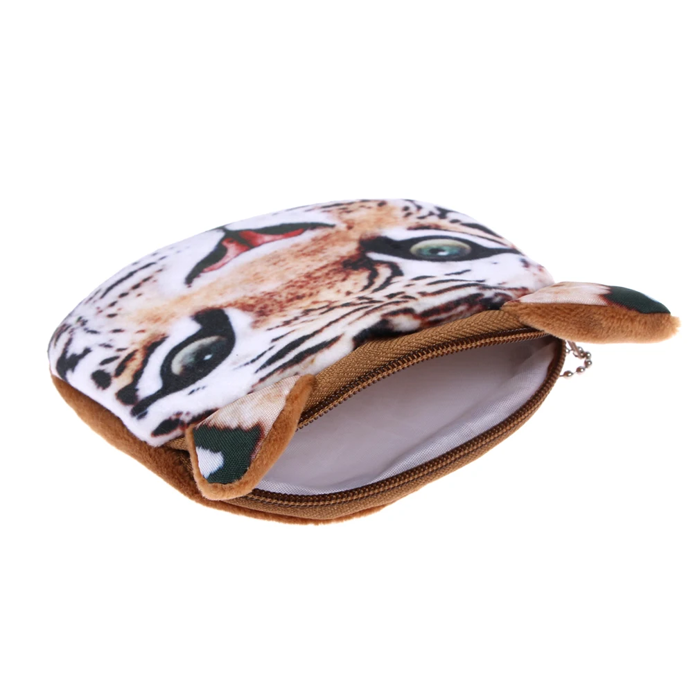 Cute Mini Coin Purse Animal Face Cartoon Cat Dog Bag Plush Zipper Children Girls Wallet Card Key Holder Handbag Bag Headset