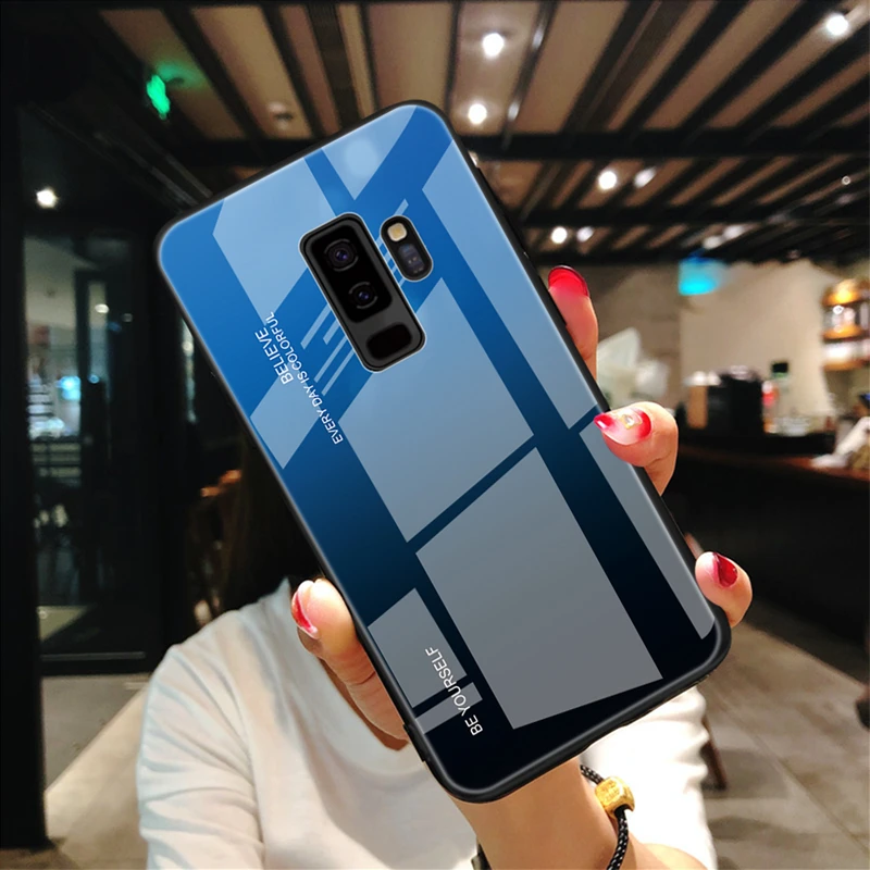 Для samsung чехол градиент закаленное Стекло чехол для samsung Galaxy S10 S9 Plus E A70 A50 A40 S8 j8 j6 note 8 9 M10 m 20-30