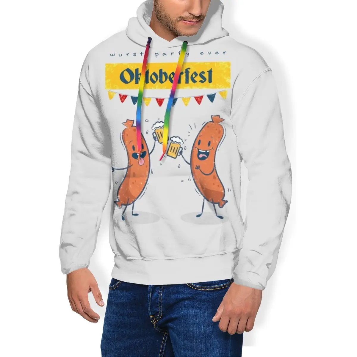 

Sausage Party Hoodie Sausage Party Hoodies Long Polyester Pullover Hoodie Warm Men Popular Loose Grey Hoodies
