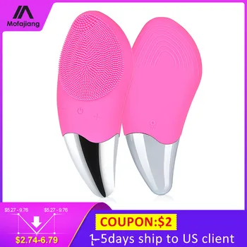 

Facial Cleansing Brush Rechargeable Waterproof Silicone Face Brush Sonic Vibration Deep Cleaning Blackhead Remover Anti Aging