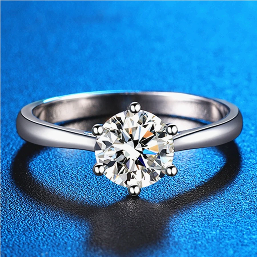 925 Серебряное кольцо 0.5ct 1ct ювелирные изделия с бриллиантами Муассанит Свадебная
