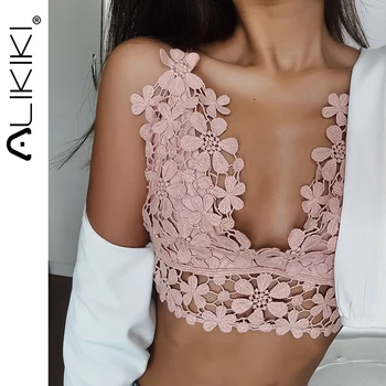 

Women Floral Lace Emboridery Bralette Sexy Bralet Padded Push Up Bra Bustier Crop Tank Top Camis Lace Underwear Lingerie