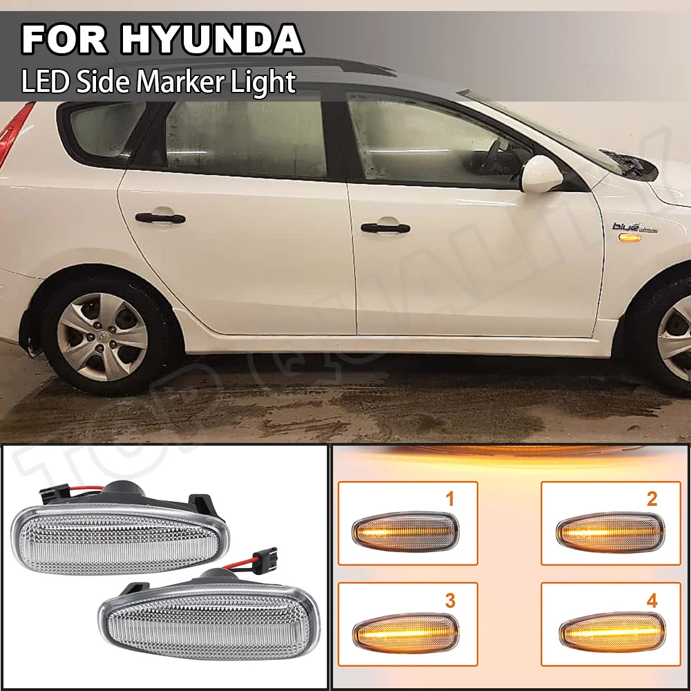 Динамический светодиодный боковой габаритный фонарь для Hyundai i30 Azera Elantra Avante Kia Pro