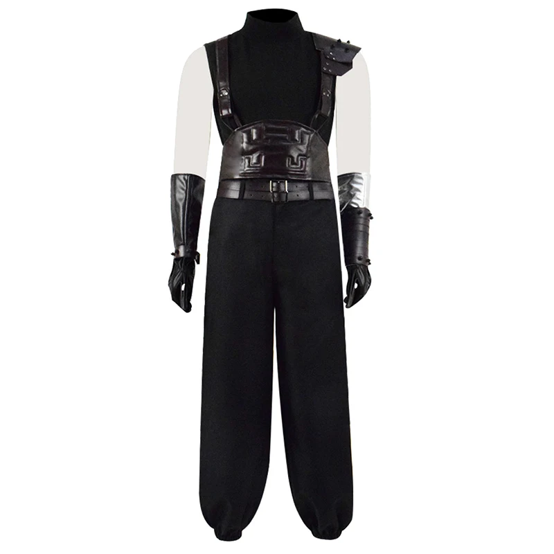 Cossky Cloud Strife косплей костюм мужской черный Pu боевой костюм