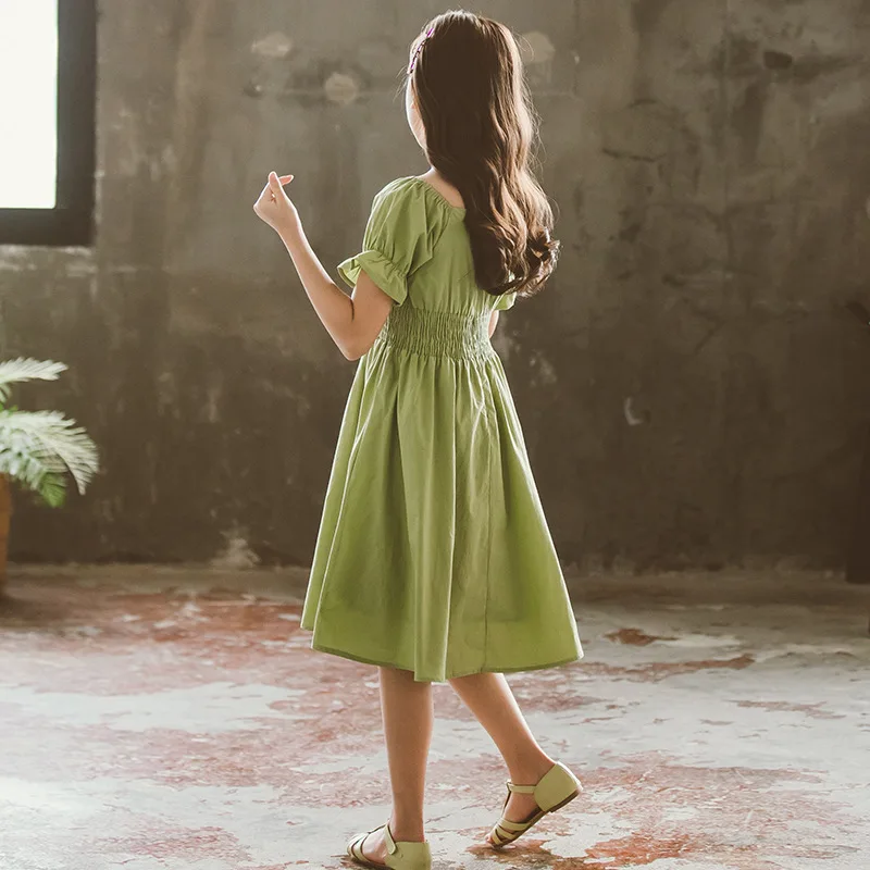 Neue Kind Kinder Kleidung Tupfen Druckkleid laessig Maedchen U4P3