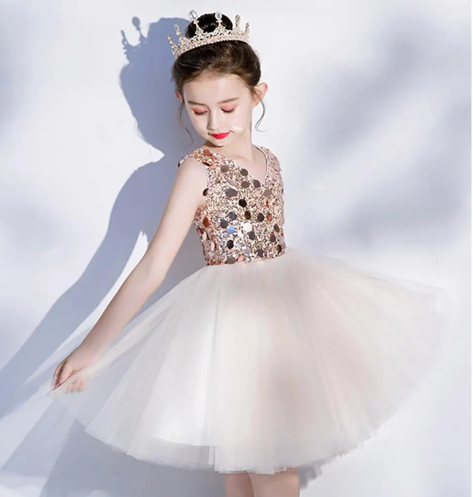 

Sequin Lace Dresses For Kids Flower Girls Wedding Party Dresses Kids Princess Christmas Clothing Children Girls Clothing Costume