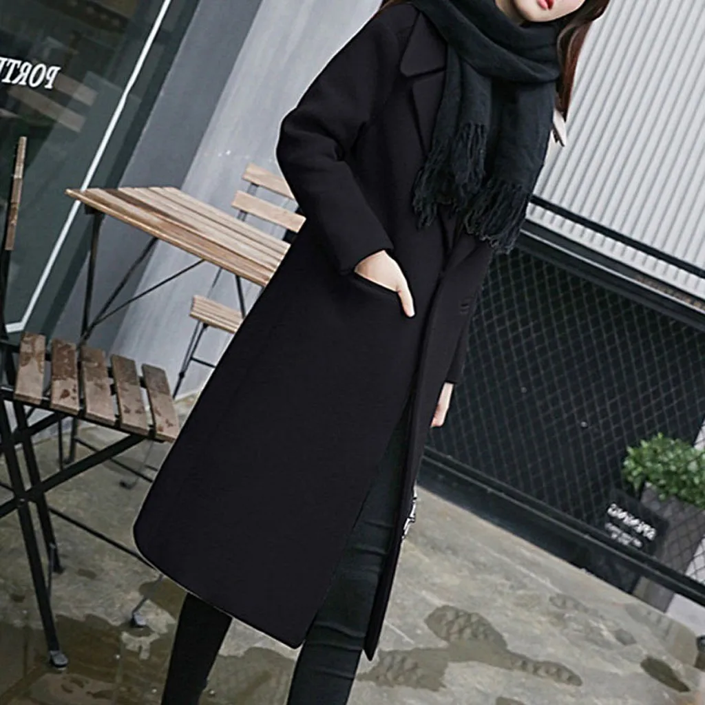 Куртка женская зимняя модная новинка женское однотонное винтажное зимнее пальто для офиса с длинным рукавом и пуговицами шерстяное пальто Casaco Feminin