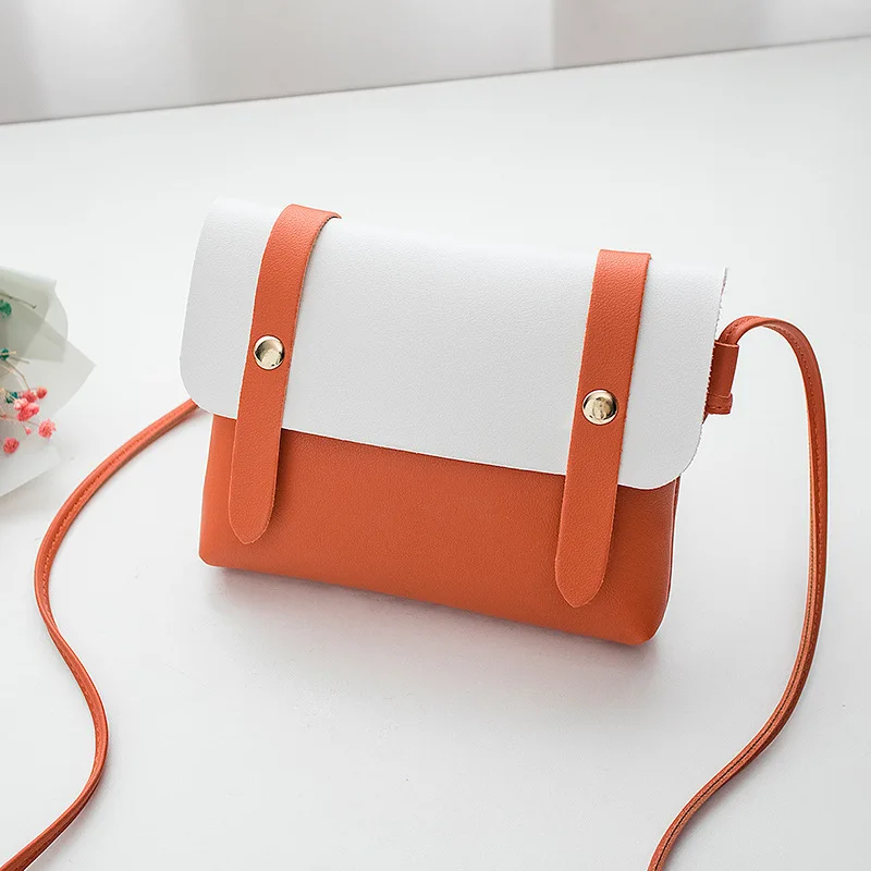 

Korean version of the 2020 summer new messenger bag small square bag gift bag hit color female bag PU soft leather