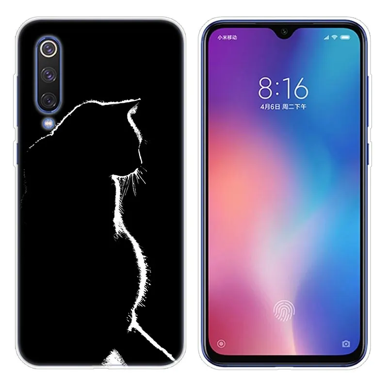Роскошный популярный Мягкий силиконовый чехол с черной кошкой для Xiaomi Mi CC9E 9SE 9T 8