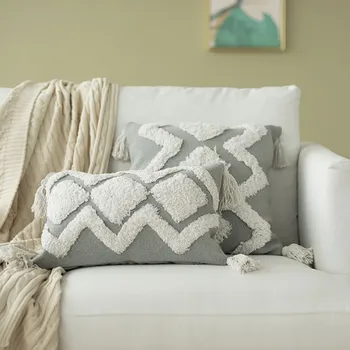 

Cotton Woven Tufted Pillows Cover For Couch Sofa Bedroom Living Room Indoor Outdoor Large Pillow Cases With Tassels