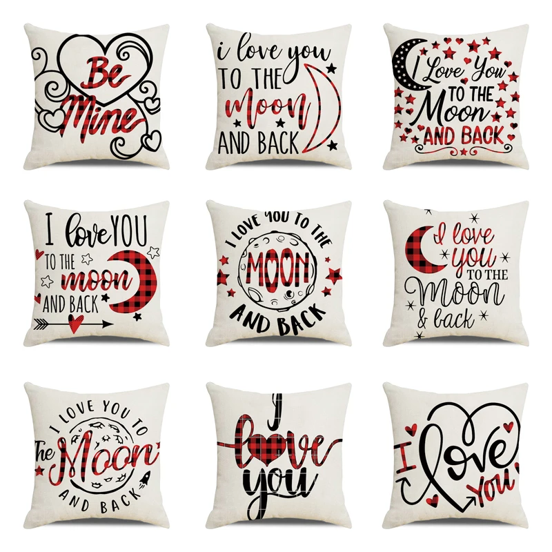 Red Heart Valentine's Day Linen/cotton Throw Pillowcovers Couch Cushion