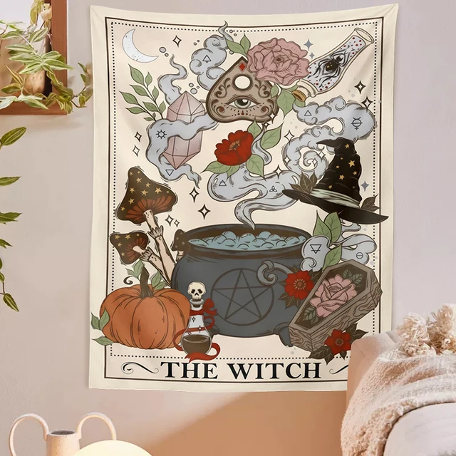 A Boszorkány Tarot Kártya Gobelin Fali Függő Retro Boho Ház Mag Otthoni Dekoráció Hippi Gomba Szőnyeg - Image 3