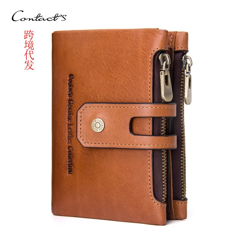 Brand Genuine Leather Men Wallet Small Men Wallets Zipper Hasp Male Short Coin Purse Brand Card Case Fashion Standard Wallets - Цвет: Коричневый