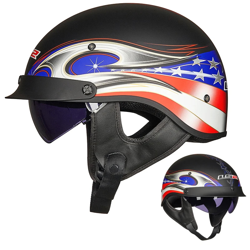 Ls2 Of526 Open Face Motorcycle Helmet Retro Man Woman Half Helmet Vintage  Scooter With Inner Lens And Peak Capacete Moto - Helmets - AliExpress