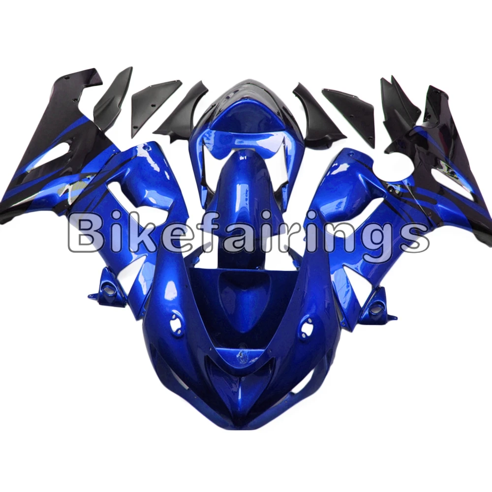 Полный Инжекционный обтекатель комплект для Kawasaki 2005 2006 ZX-6R 05 06 636 ZX636R zx6r цвет: черный, синий Чехлы