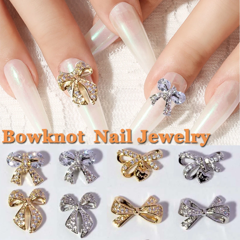 Charms Bowknot Bear Deer Nail Jewelry DIY Rhinestones Decorations Shiny Imitation Pearl Crystal Bow Cute Accessories | Красота и