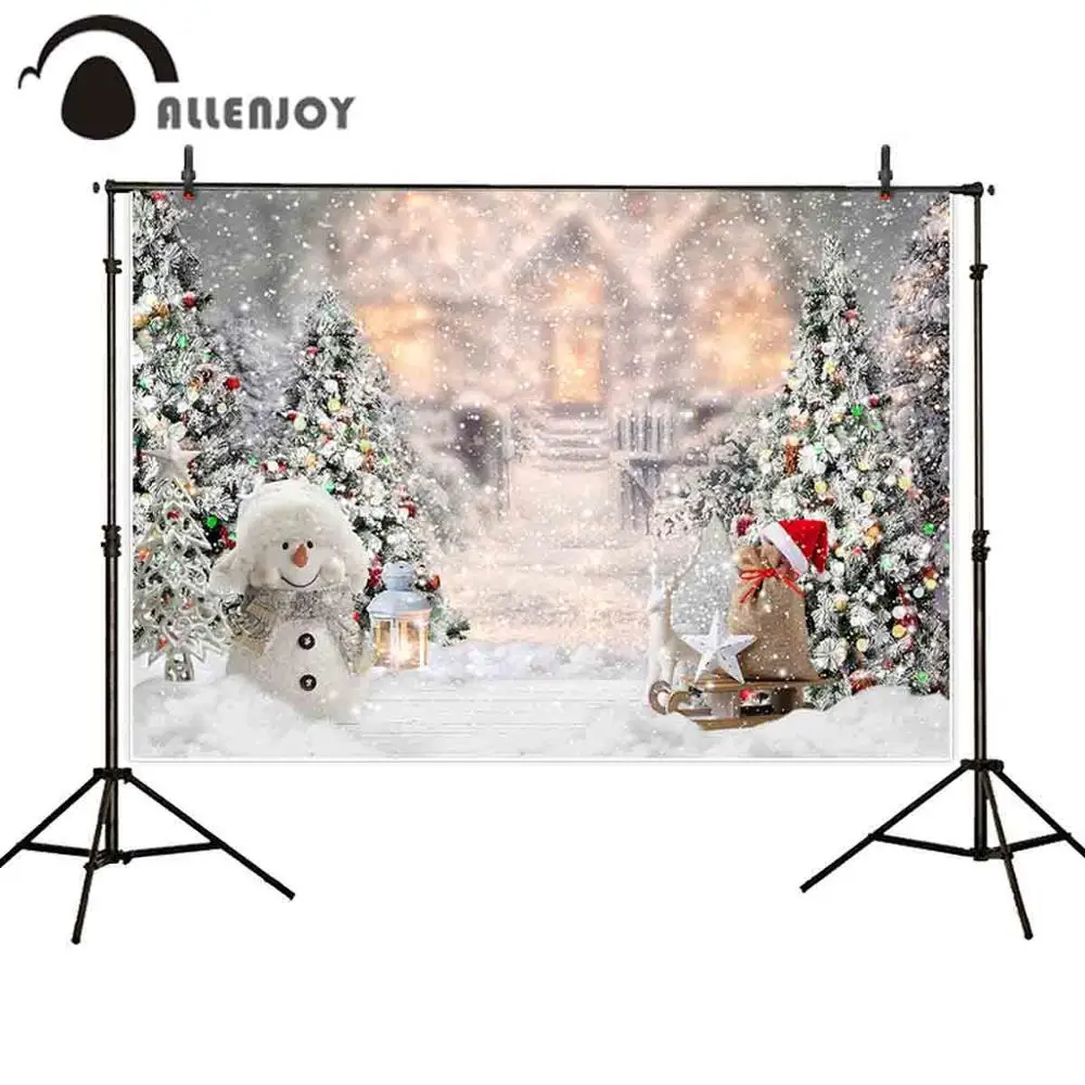 

Allenjoy christmas backdrop tree Winter snowflake scene new year sleigh Xmas Party background photocall photophone decoration