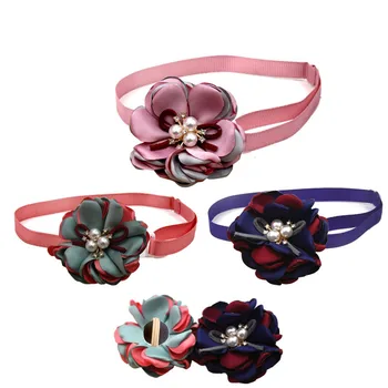 

50 PCS New Design Colorful Flower Pet Accessories Dog Bow tie Jewellery Flower Neck Strap For Dog Cat Pet Grooming Slide Charm