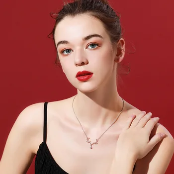 

Necklace S925 Sterling Silver Necklace Elk Clavicle Chain Korean Style Elegant Simple Cool Net Red OrnamentChristmas Present