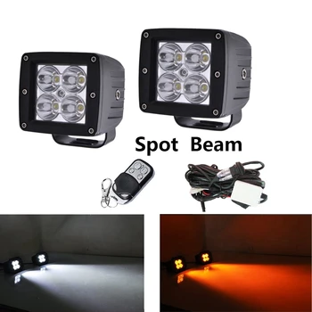 

2X 3inch Amber + White Dual Color Led Work Light Cube Pods Flood ATV Fog Warning Lights for Off Road Truck ATV SUV Boat Pickup