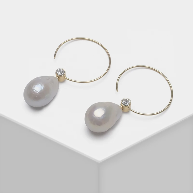 

Circle pearl pendant design stylish simple drop earrings