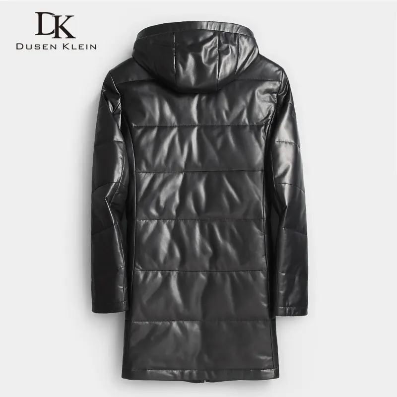 Leather Men Genuine Down Jacket Winter Warm Long Coat Hooded Outerwear Sheepskin New Designer Brand Luxury x89808 | Мужская одежда