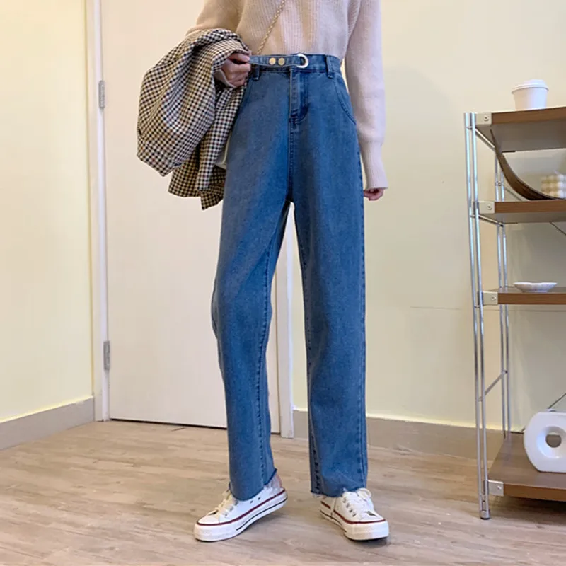 

Woman Jeans High Waist Clothes Wide Leg Denim Clothing Blue Streetwear Vintage Quality Nice Vogue Harajuku Straight Pants