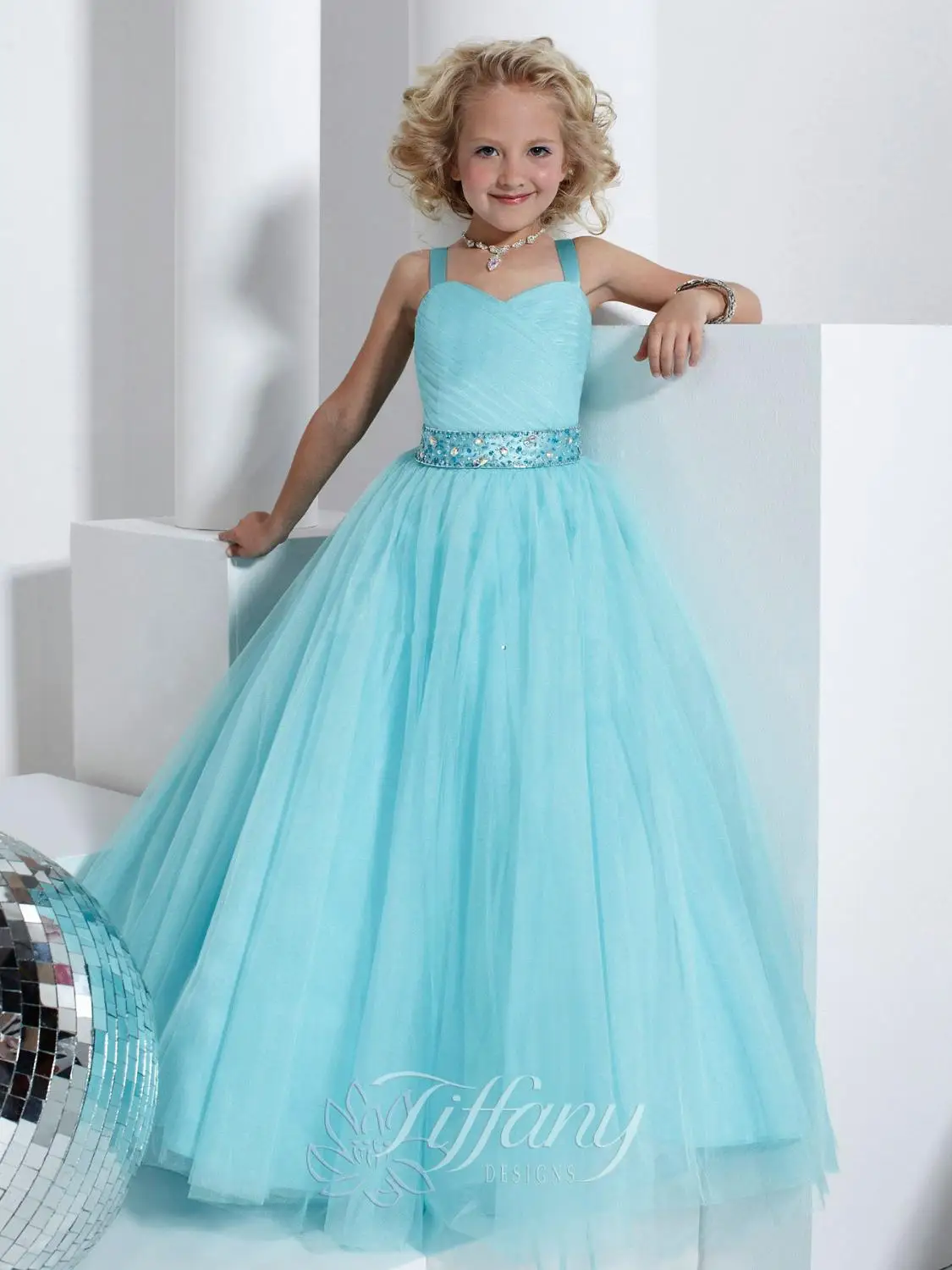 

Lovely Baby Blue Straps Beads Flower Girl Dresses Girls' Pageant Dresses Birthday Dress Holidays Dress Custom Size 2-14 F26