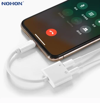 

2 in 1 Audio Charger Adapter Cable For iPhone 11 XS MAX XR X 7 8 6 6S Plus IOS 12 13 3.5mm Jack Earphone Headphone Aux Splitter