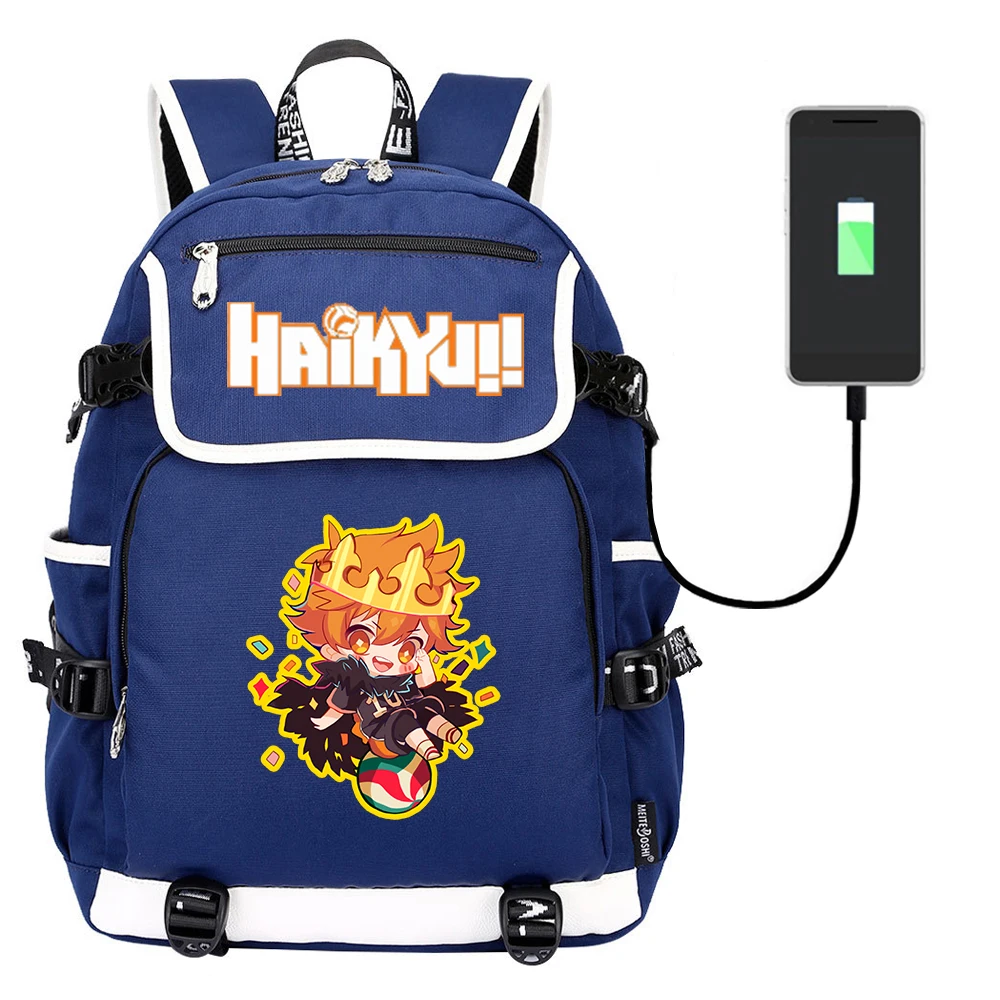 

Anime Haikyuu!! Backpack Zipper Packsack Casual Canvas Teenger Casual School Bag Laptop Bag Rucksack Student Shoulders Bag