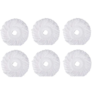

6Pcs 360° Spin Mop Replacement Head, Round Shape Microfiber Standard Size Mop Head Refill for Hurricane Mopnado