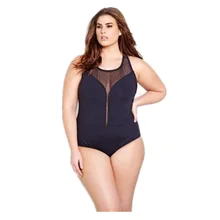 Женский Большой Купальник грудь цельный женский большой размер купальник черный пухленькая женщина сетка Монокини Купальники