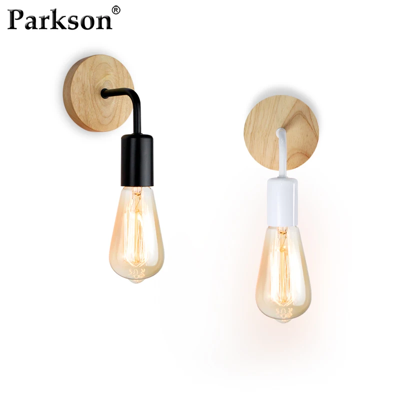 

Wood Wall Lamp Retro Sconce Wall Lights Fixture Industrial Lighting E27 Bedside Lamp Dining Room Bedroom Light Home Indoor Decor