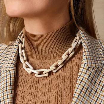 

Punk Hip Hop Big Chunky Chain Necklace for Women Fashion Statement Acrylic Resin Choker Collar Femme Necklace Jewelry Bijoux