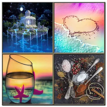 

Diamond Painting Cross Stitch Seaside scenery 5D DIY Round Drill Diamond Embroidery Landscape Diamond Mosaic Art rhinestones