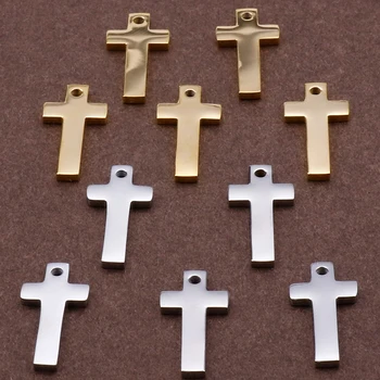 

15Pcs/Lot 9*19MM Cross Pendants Silver Color Stainless Steel DIY Accessories Jewelry Making For Charm Bracelet Name Logo Engrave