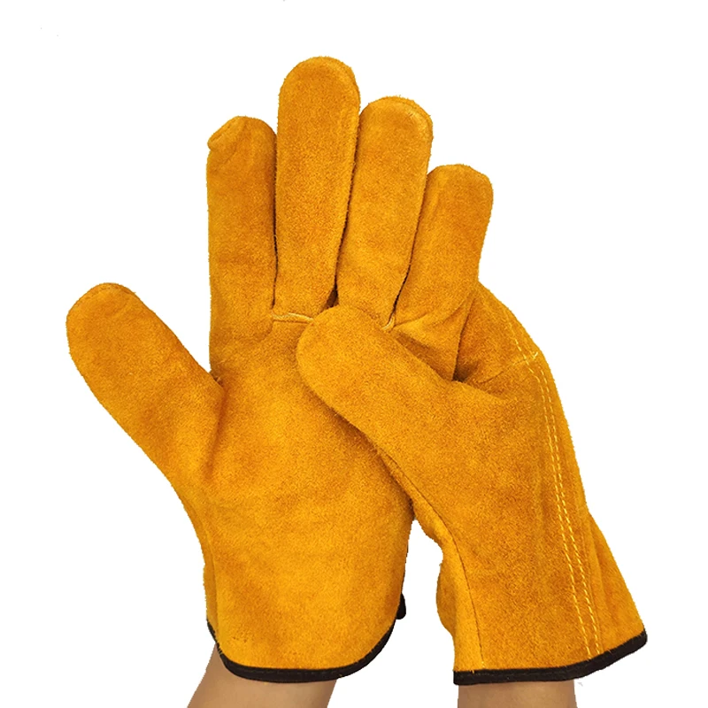 Work Gloves Cowhide Driver Security Protection Wear Safety Workers Welding Gloves