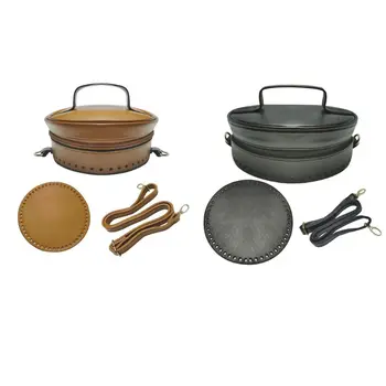 

3Pcs DIY Fuax Leather Bucket Bag with Bottom Flip Cover Shoulder Strap Accessory C90E Hot